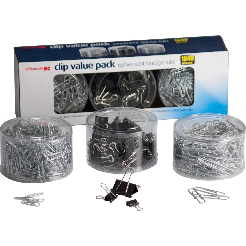 officemate-clip-value-pack-jumbo-no-2-13-width-10-sheet-capacity-for-document-paper-smooth-reusable-storage-tub-1each-black-silver-metal_oic97300 - 1