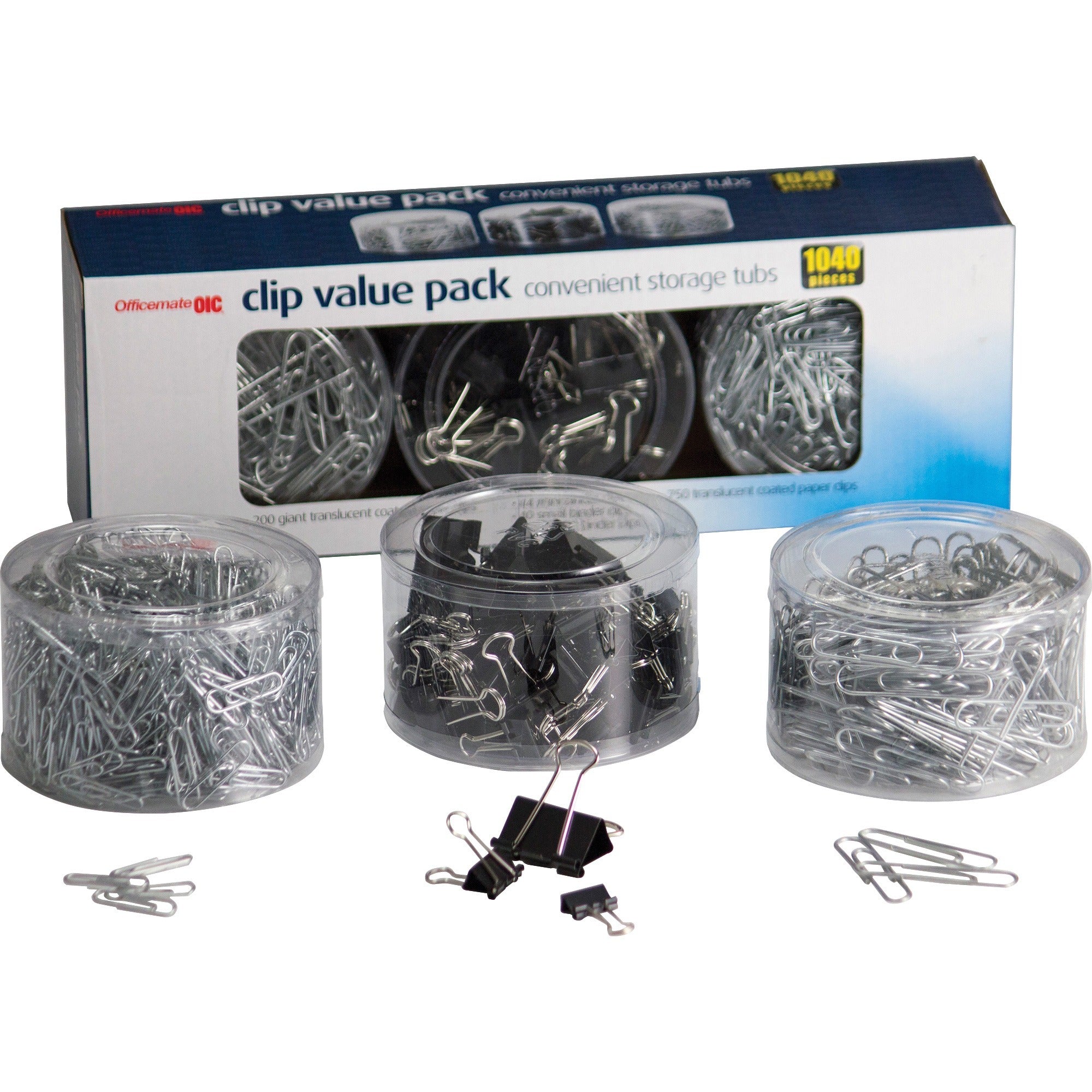 officemate-clip-value-pack-jumbo-no-2-13-width-10-sheet-capacity-for-document-paper-smooth-reusable-storage-tub-1each-black-silver-metal_oic97300 - 1