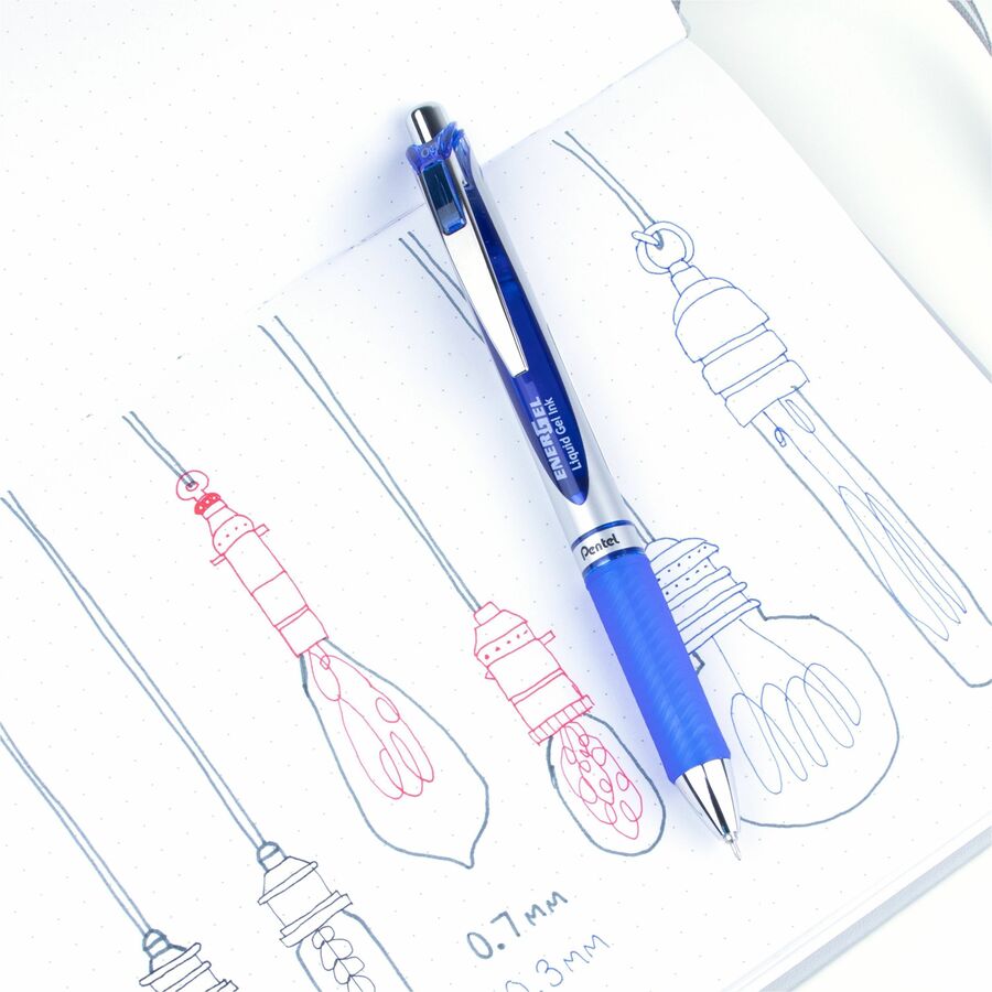 Pentel Deluxe RTX Retractable Pens - 0.3 mm Pen Point Size - Refillable - Retractable - Blue Gel-based Ink - 1 Each