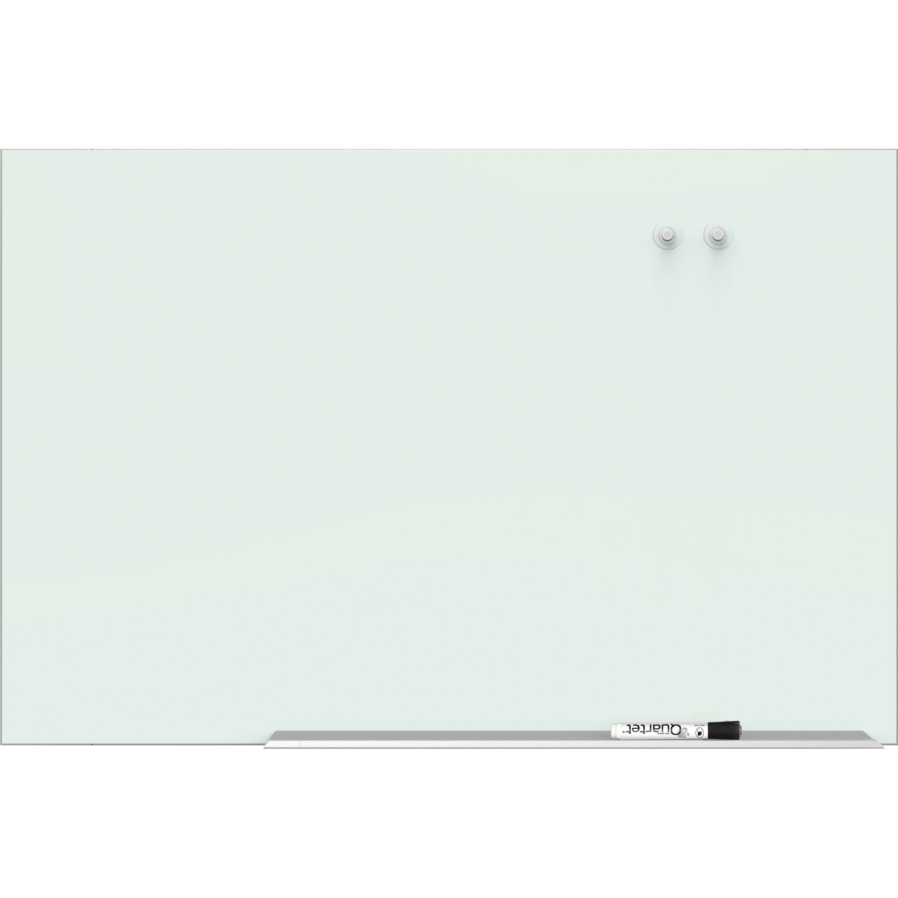 quartet-element-framed-magnetic-glass-dry-erase-board-85-71-ft-width-x-48-4-ft-height-white-tempered-glass-surface-aluminum-frame-rectangle-magnetic-assembly-required-1-each_qrtg8548e - 1