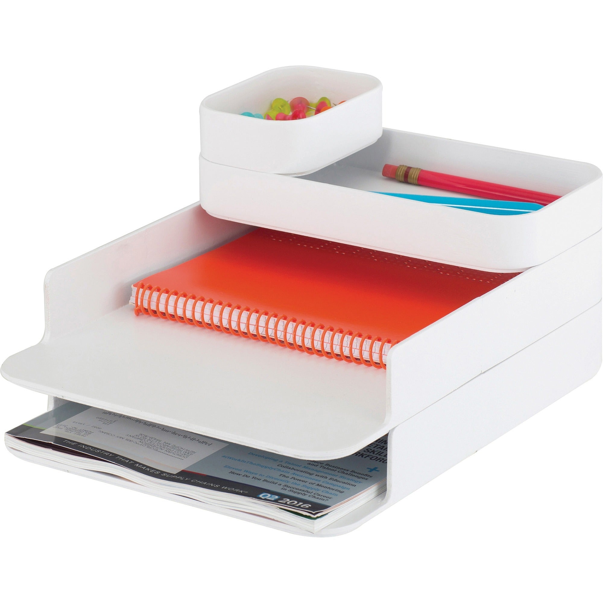 Plastic Stacking Desktop Sorter Set, 4 Sections, 10" x 12.25" x 6.25", White, Ships in 1-3 Business Days