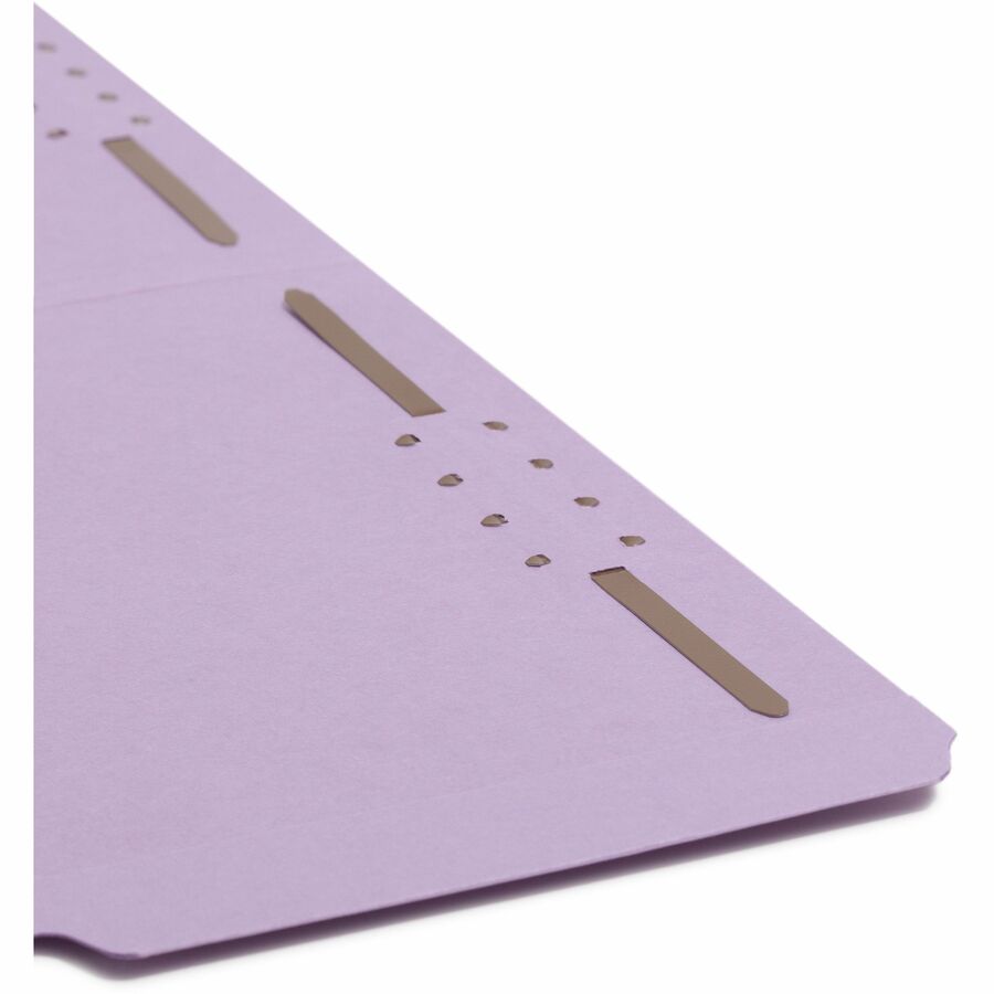 Smead 1/3 Tab Cut Legal Recycled Fastener Folder - 8 1/2" x 14" - 2 Fastener(s) - Top Tab Location - Assorted Position Tab Position - Lavender - 10% Recycled - 50 / Box