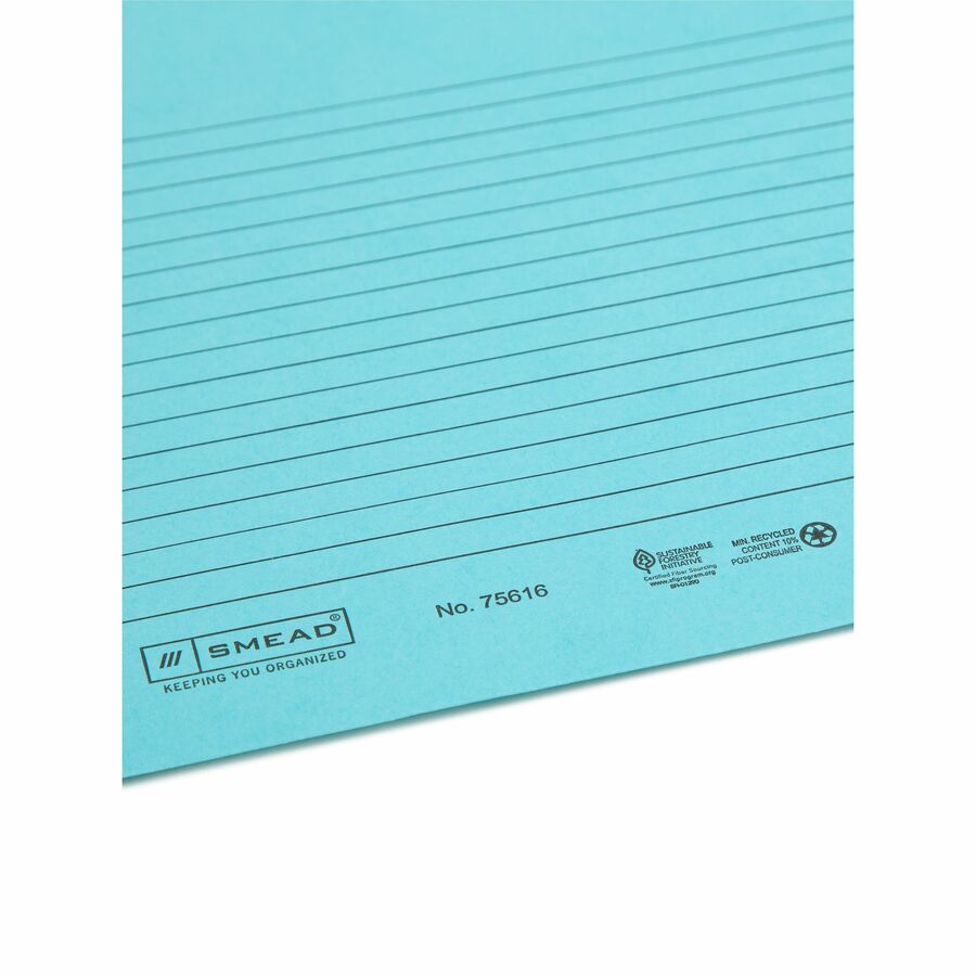 Smead Straight Tab Cut Letter Recycled File Jacket - 8 1/2" x 11" - Aqua, Goldenrod, Pink, Yellow - 10% Recycled - 12 / Pack