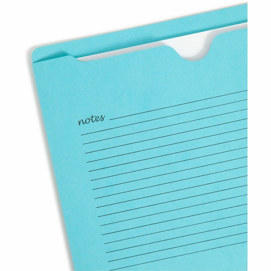 Smead Straight Tab Cut Letter Recycled File Jacket - 8 1/2" x 11" - Aqua, Goldenrod, Pink, Yellow - 10% Recycled - 12 / Pack