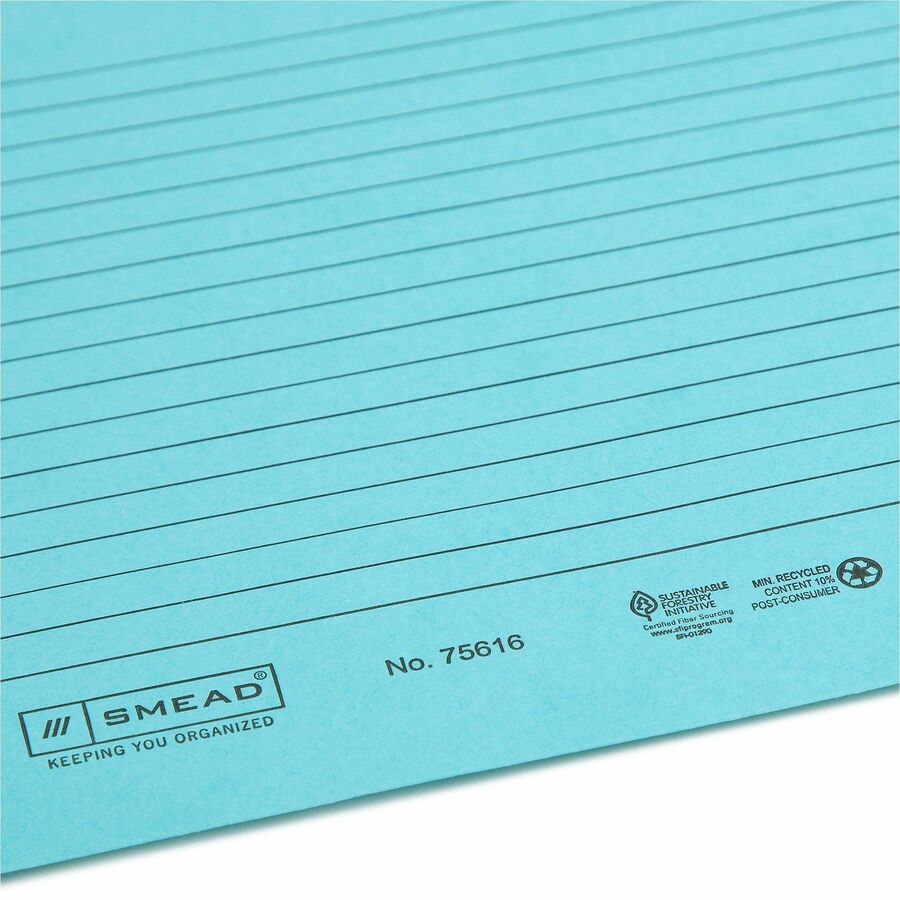Smead Straight Tab Cut Letter Recycled File Jacket - 8 1/2" x 11" - Aqua, Goldenrod, Pink, Yellow - 10% Recycled - 12 / Pack