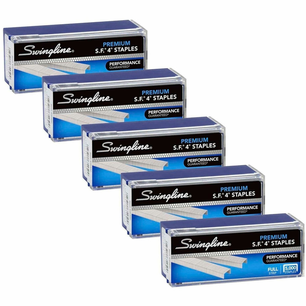 S.F. 4 Premium Staples, 0.25" Leg, 0.5" Crown, Silver, 5,000/Box, 5 Boxes/Pack
