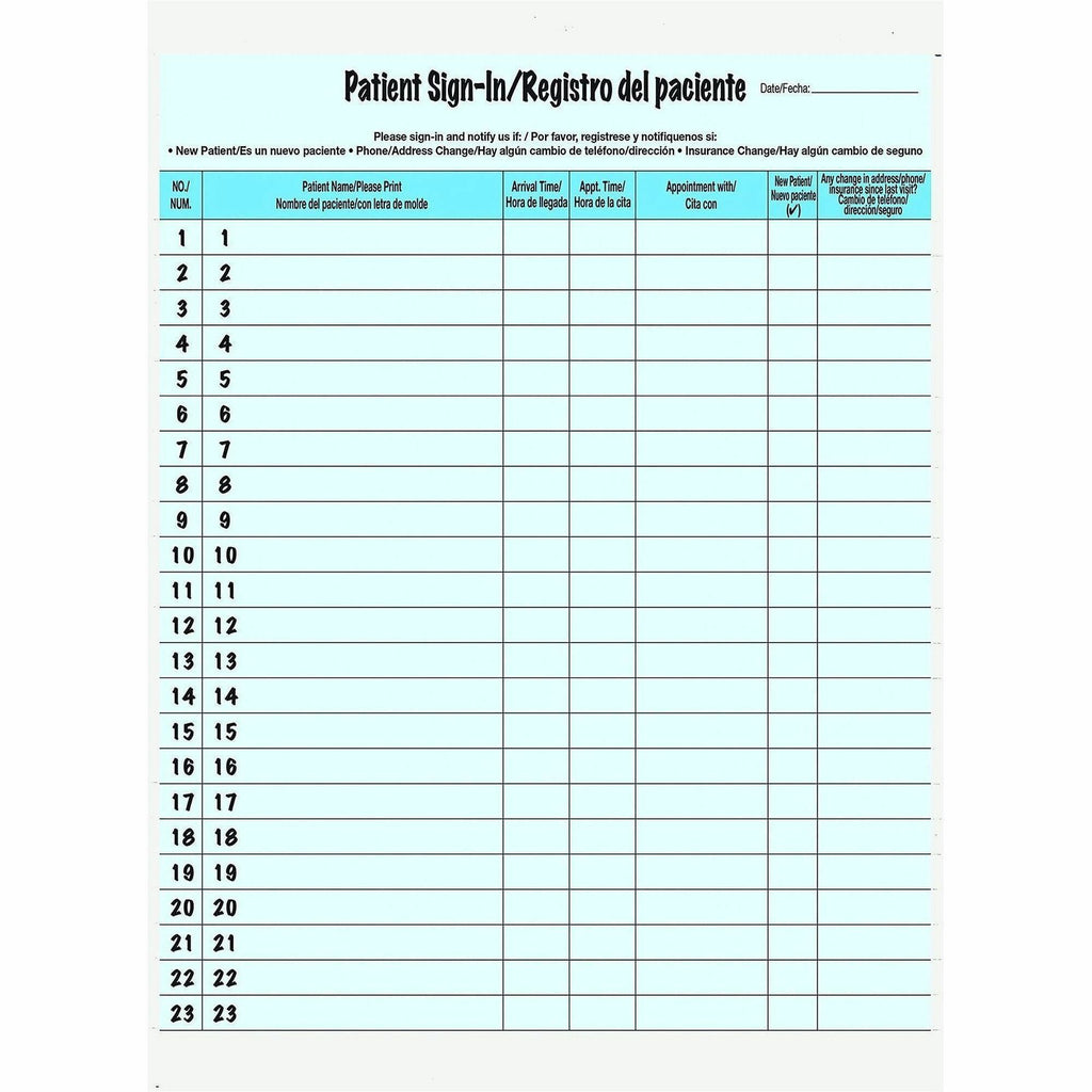 HIPAA Labels, Patient Sign-In, 8.5 x 11, Blue, 23/Sheet, 125 Sheets/Pack