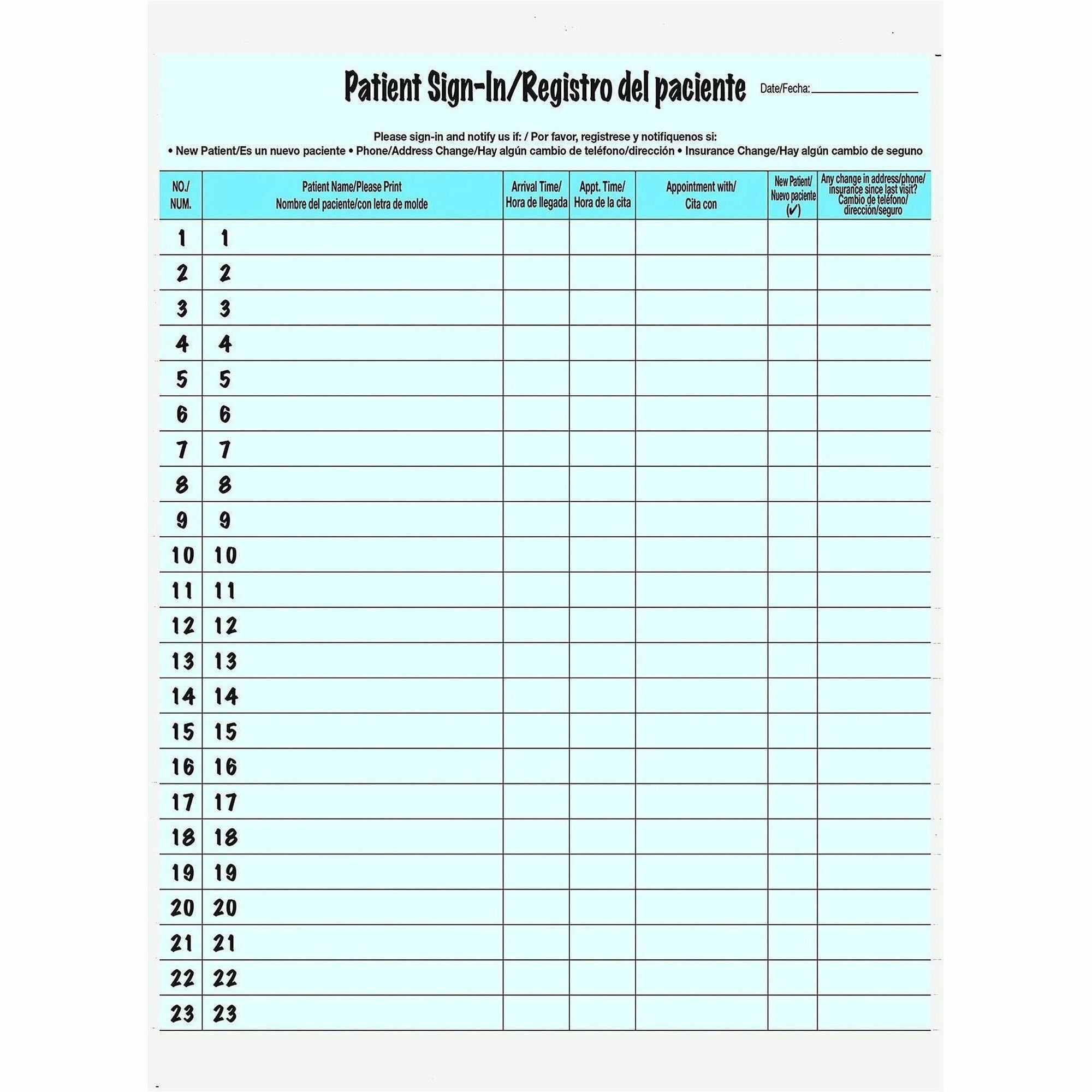 HIPAA Labels, Patient Sign-In, 8.5 x 11, Blue, 23/Sheet, 125 Sheets/Pack