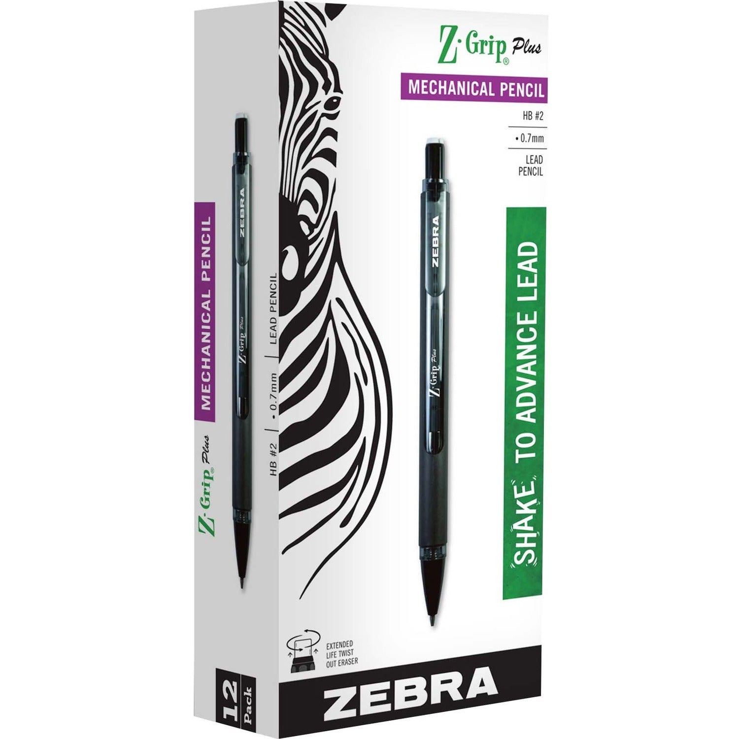 Z-Grip Plus Mechanical Pencil, 0.7 mm, HB (#2), Black Lead, Assorted Barrel Colors, Dozen