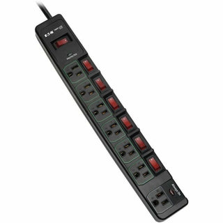 Tripp Lite by Eaton ECO-Surge 7-Outlet Surge Protector, 6 ft. (1.83 m) Cord, 1080 Joules, 6 Individually Controlled Outlets, Black Housing - 7 x NEMA 5-15R - 1800 VA - 1080 J - 120 V AC Input - 120 V AC Output