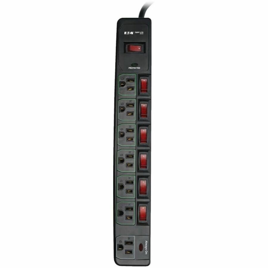 Tripp Lite by Eaton ECO-Surge 7-Outlet Surge Protector, 6 ft. (1.83 m) Cord, 1080 Joules, 6 Individually Controlled Outlets, Black Housing - 7 x NEMA 5-15R - 1800 VA - 1080 J - 120 V AC Input - 120 V AC Output