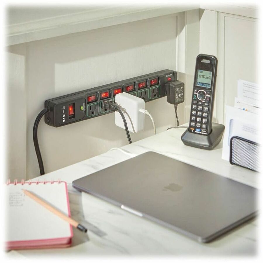 Tripp Lite by Eaton ECO-Surge 7-Outlet Surge Protector, 6 ft. (1.83 m) Cord, 1080 Joules, 6 Individually Controlled Outlets, Black Housing - 7 x NEMA 5-15R - 1800 VA - 1080 J - 120 V AC Input - 120 V AC Output