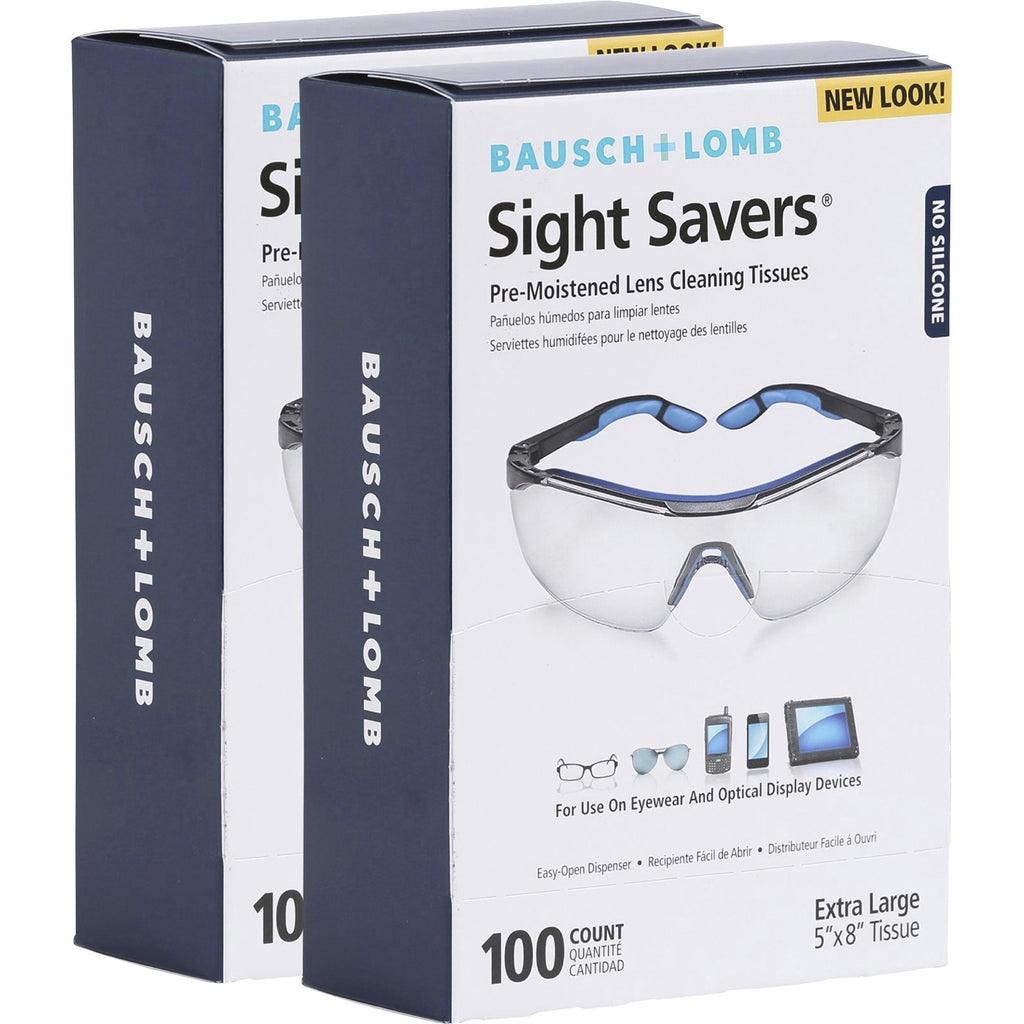Bausch + Lomb Sight Savers Lens Cleaning Tissues - For Eyeglasses, Monitor, Camera Lens, Binocular - Anti-fog, Anti-static, Pre-moistened, Silicone-free, Individually WrappedBox - 200 / Bundle - Multi