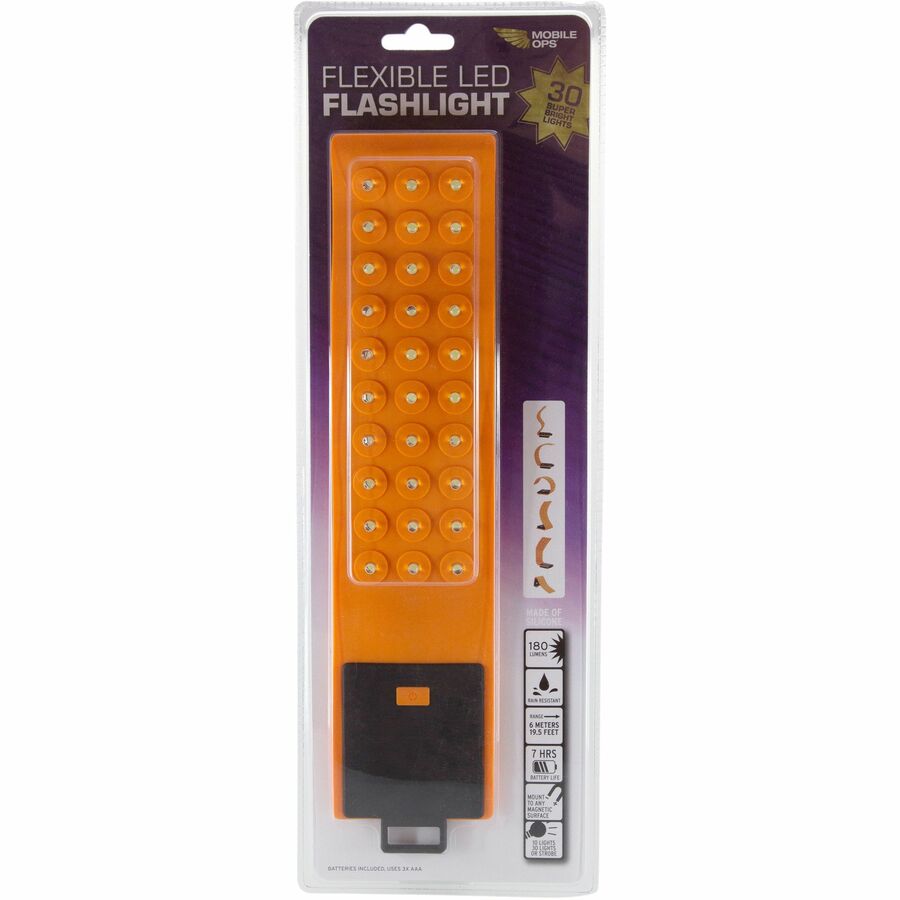 Baumgartens Silicone LED Flashlight - 30 x LEDAAA - Battery - Silicone - Water Resistant - Orange, Black