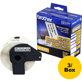 Brother Standard Address Paper Labels - 3 9/64" Width x 1 9/64" Length - Direct Thermal - White - Paper - 400 / Roll - 1200 / Box - Die-cut