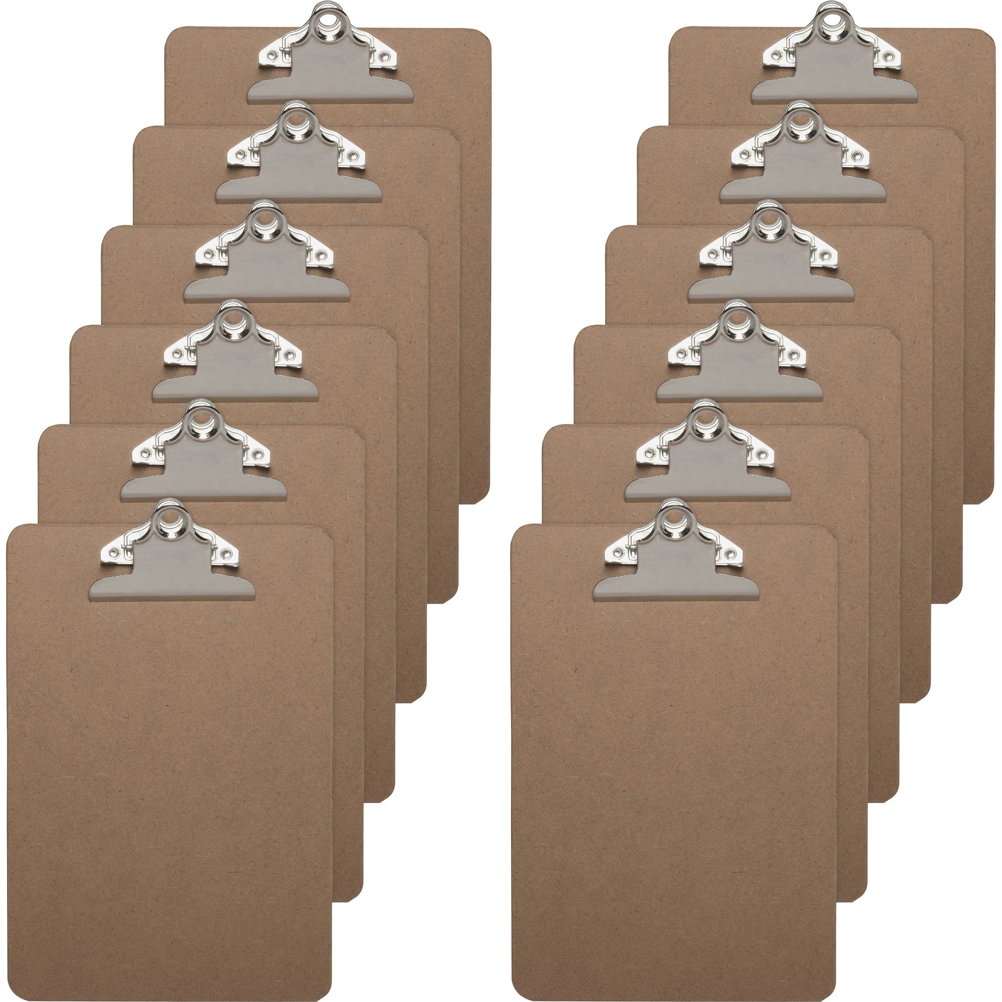 Business Source Mini Clipboard with Standard Metal Clip - Standard - 6" x 9" - Hardboard - Brown - 12 / Box
