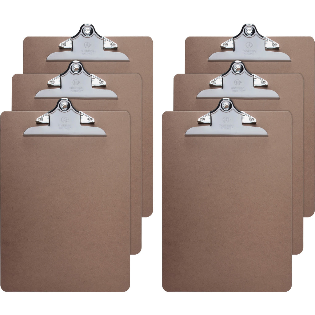 business-source-hardboard-clipboard-standard-9-x-12-1-2-hardboard-brown-6-bundle_bsn65637bd - 1