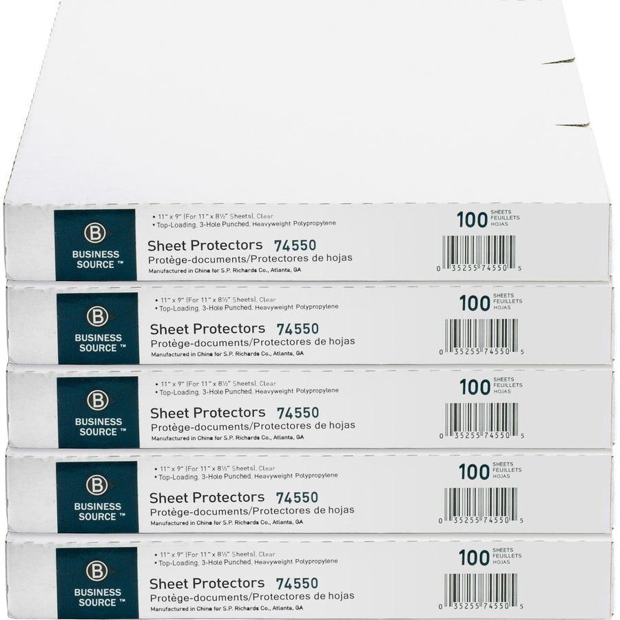 business-source-top-loading-poly-sheet-protectors-32-mil-thickness-for-letter-8-1-2-x-11-sheet-3-x-holes-ring-binder-rectangular-clear-polypropylene-500-carton_bsn74550ct - 3