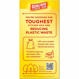 Glad ForceFlexPlus Tall Kitchen Drawstring Trash Bags - Fresh Clean with Febreze Freshness - 13 gal Capacity - 24.02" Width x 24.88" Length - 0.82 mil (21 Micron) Thickness - Drawstring Closure - Gray - 6/Carton - 34 Per Box - Kitchen