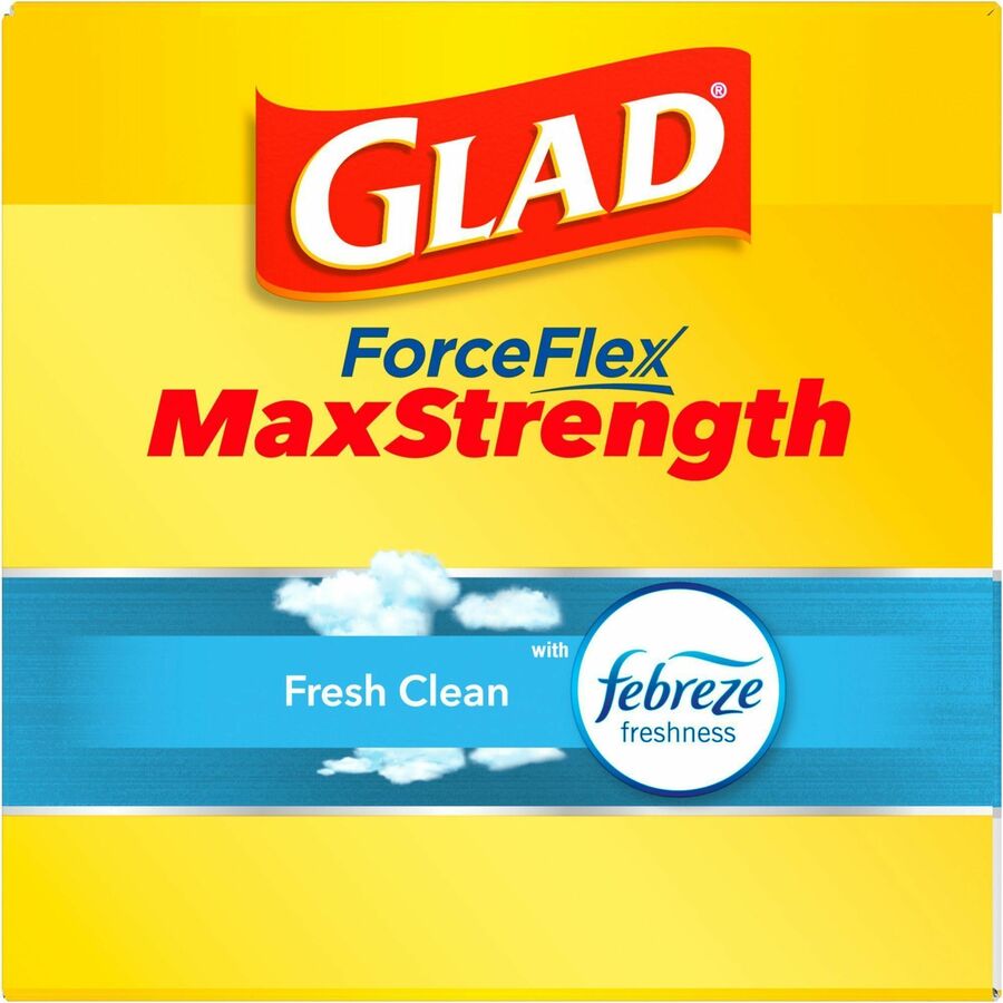 Glad ForceFlexPlus Tall Kitchen Drawstring Trash Bags - Fresh Clean with Febreze Freshness - 13 gal Capacity - 24.02" Width x 24.88" Length - 0.82 mil (21 Micron) Thickness - Drawstring Closure - Gray - 6/Carton - 34 Per Box - Kitchen