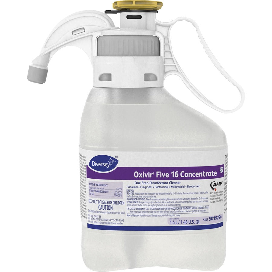 Diversey Oxivir Five 16 Disinfectant Cleaner - Concentrate - 47.3 fl oz (1.5 quart) - Characteristic Scent - 2 / Carton - Disinfectant, VOC-free - Clear