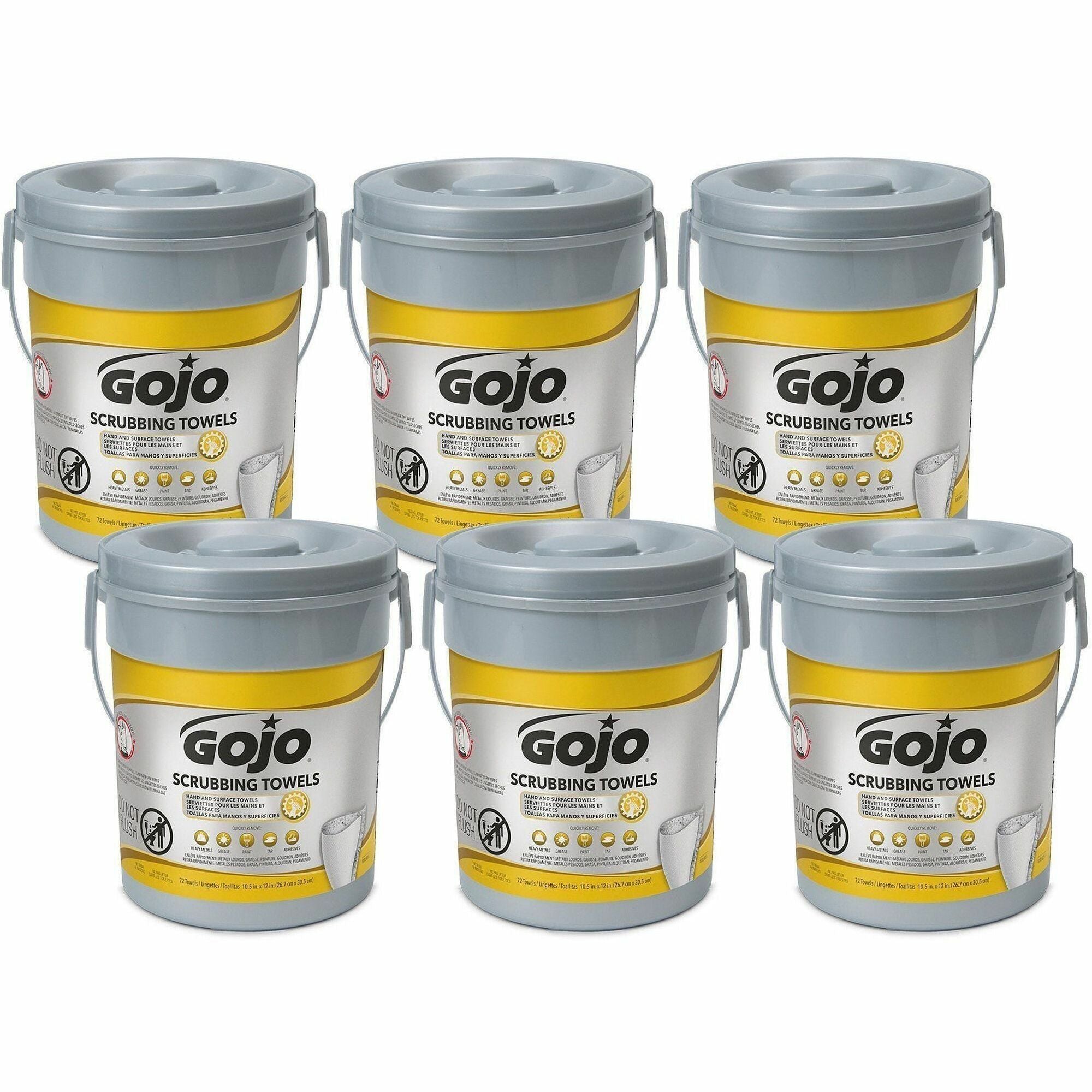 Gojo Scrubbing Towels - 10.50" x 13" - White - Heavy Duty, Non-irritating - For Hand - 72 Per Canister - 6 / Carton