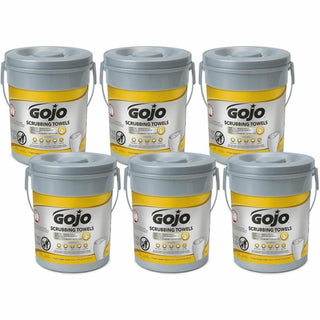 Gojo Scrubbing Towels - 10.50" x 13" - White - Heavy Duty, Non-irritating - For Hand - 72 Per Canister - 6 / Carton