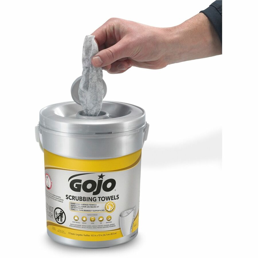 gojo-scrubbing-towels-1050-x-13-white-heavy-duty-non-irritating-for-hand-72-per-canister-6-carton_goj639606ct - 3