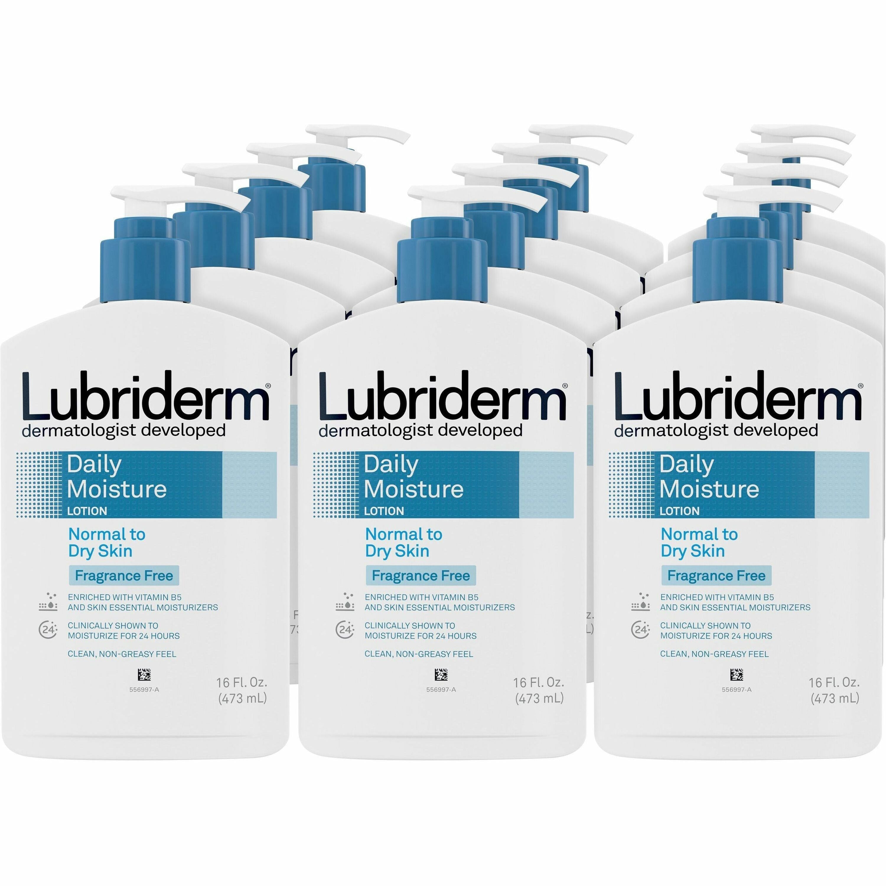 lubriderm-daily-moisture-lotion-lotion-16-fl-oz-for-dry-normal-skin-applicable-on-body-moisturising-non-greasy-fragrance-free-absorbs-quickly-12-carton_joj48323ct - 1