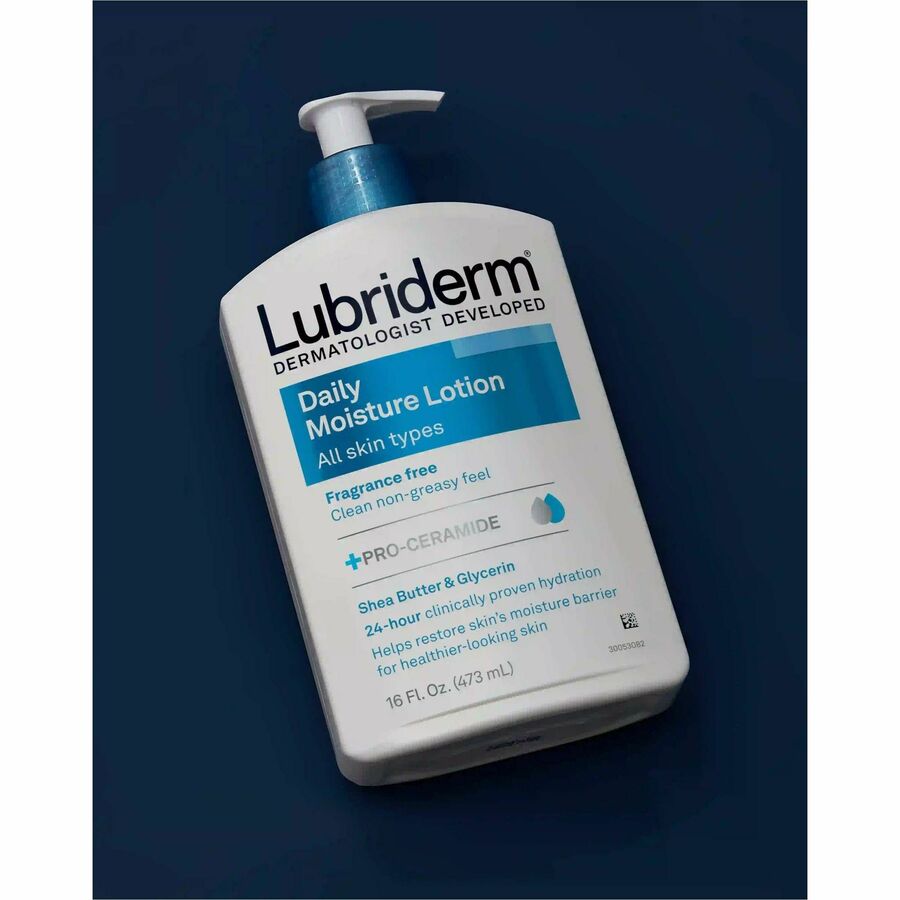 Lubriderm Daily Moisture Lotion - Lotion - 16 fl oz - For Dry, Normal Skin - Applicable on Body - Moisturising, Non-greasy, Fragrance-free, Absorbs Quickly - 12 / Carton