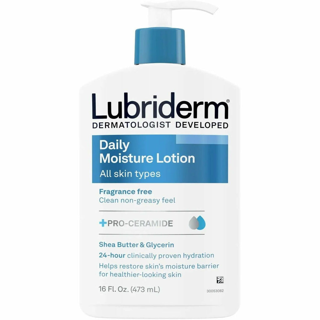 Lubriderm Daily Moisture Lotion - Lotion - 16 fl oz - For Dry, Normal Skin - Applicable on Body - Moisturising, Non-greasy, Fragrance-free, Absorbs Quickly - 12 / Carton