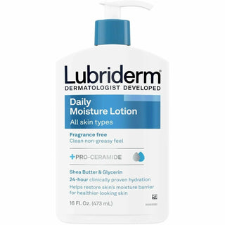 Lubriderm Daily Moisture Lotion - Lotion - 16 fl oz - For Dry, Normal Skin - Applicable on Body - Moisturising, Non-greasy, Fragrance-free, Absorbs Quickly - 12 / Carton