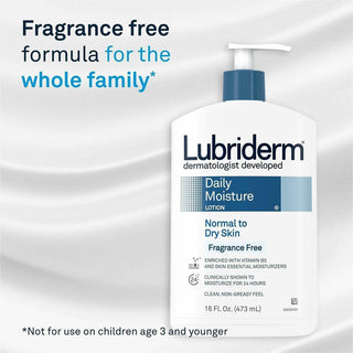 Lubriderm Daily Moisture Lotion - Lotion - 16 fl oz - For Dry, Normal Skin - Applicable on Body - Moisturising, Non-greasy, Fragrance-free, Absorbs Quickly - 12 / Carton