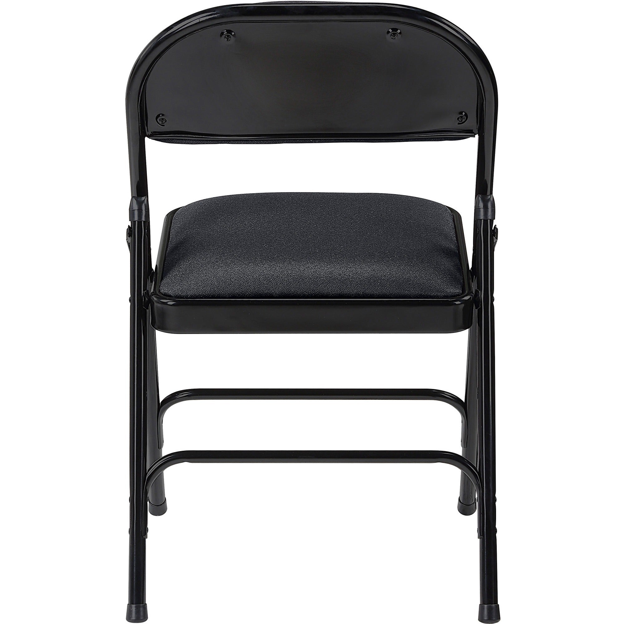 lorell-padded-folding-chairs-black-fabric-seat-black-fabric-back-powder-coated-steel-frame-4-carton_llr62532 - 4