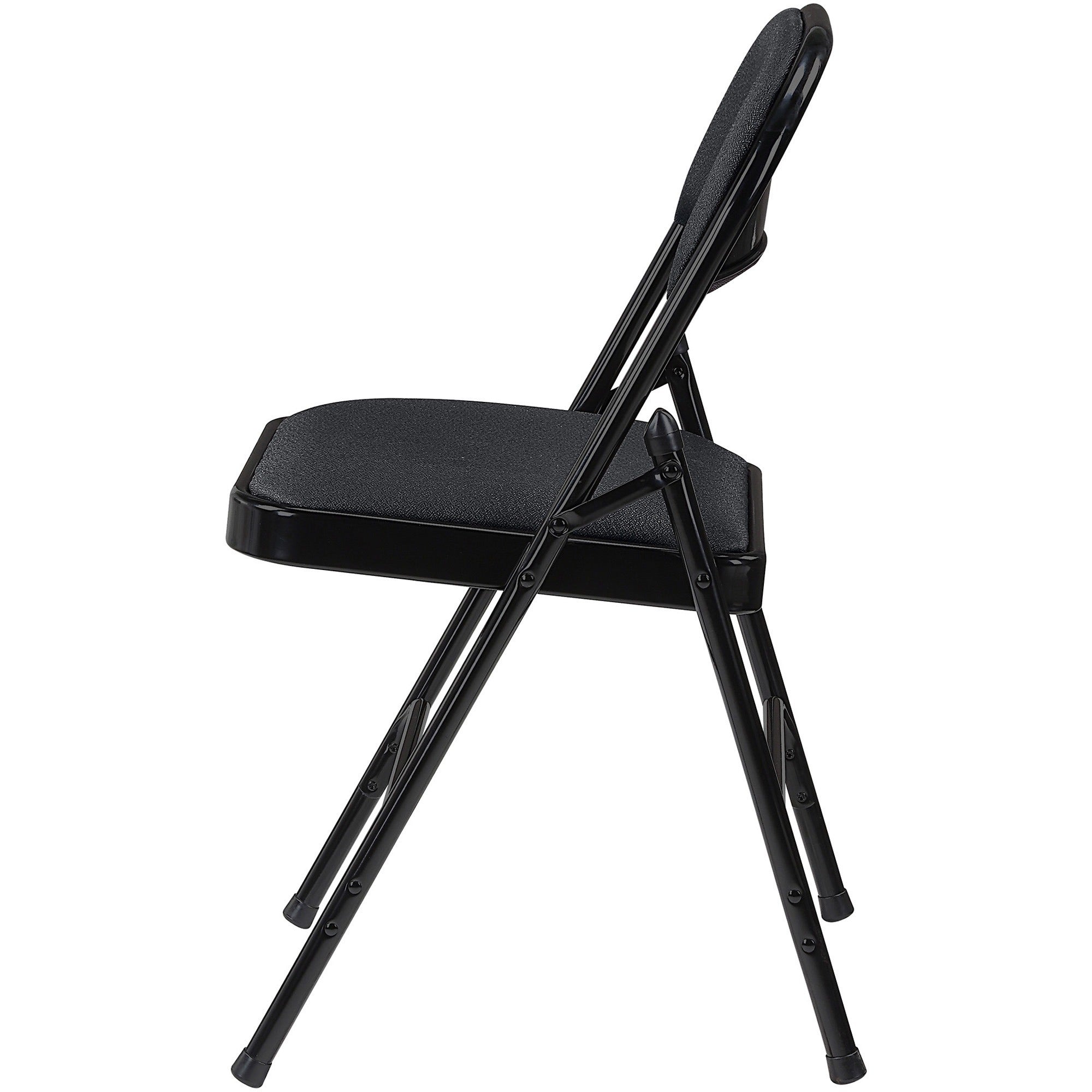 lorell-padded-folding-chairs-black-fabric-seat-black-fabric-back-powder-coated-steel-frame-4-carton_llr62532 - 5