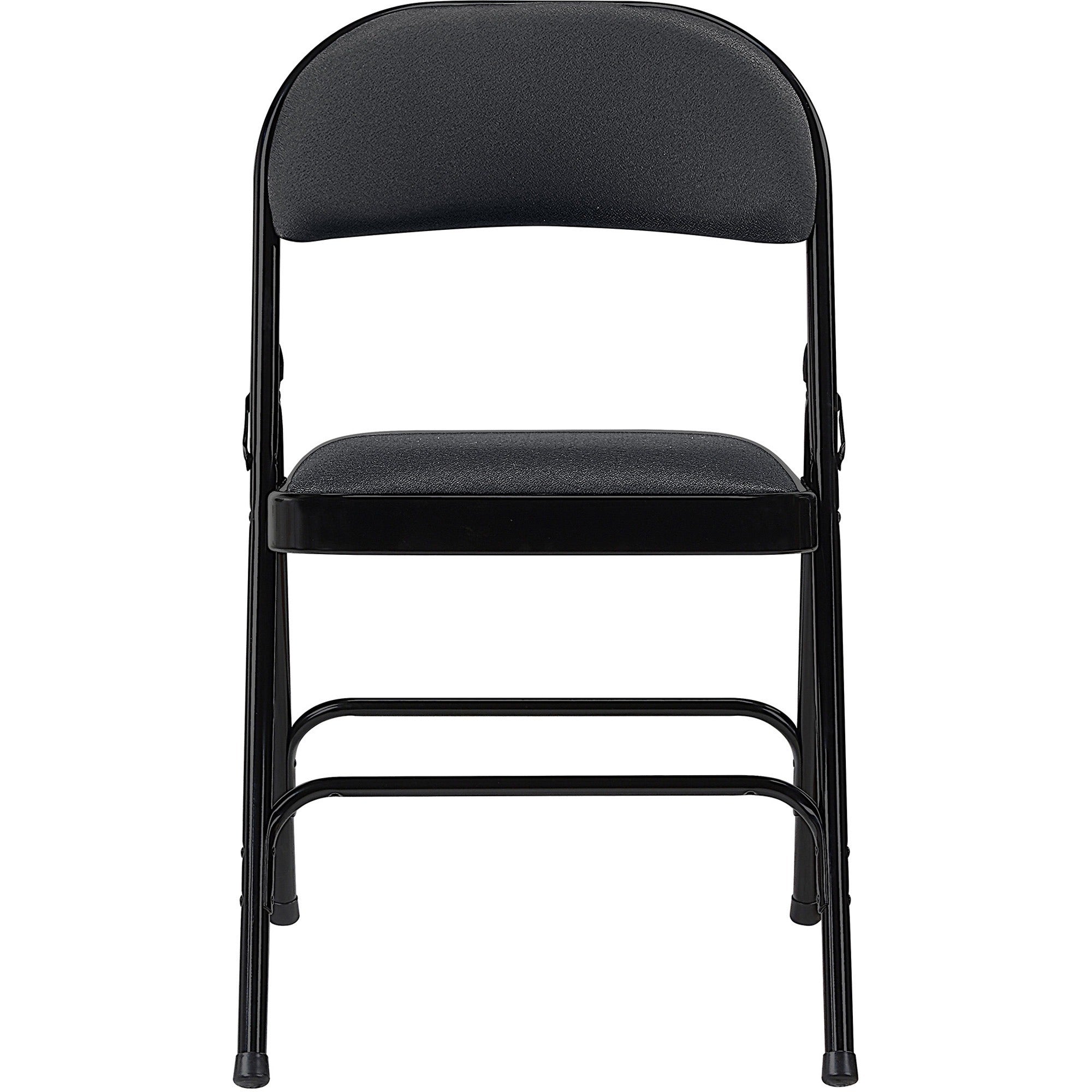 lorell-padded-folding-chairs-black-fabric-seat-black-fabric-back-powder-coated-steel-frame-4-carton_llr62532 - 2