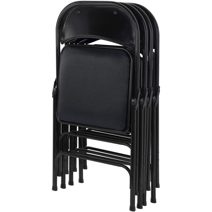 lorell-padded-folding-chairs-black-fabric-seat-black-fabric-back-powder-coated-steel-frame-4-carton_llr62532 - 7