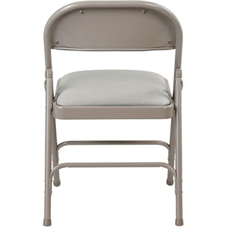 Lorell Padded Folding Chairs - Beige Fabric Seat - Beige Fabric Back - Powder Coated Steel Frame - 4 / Carton