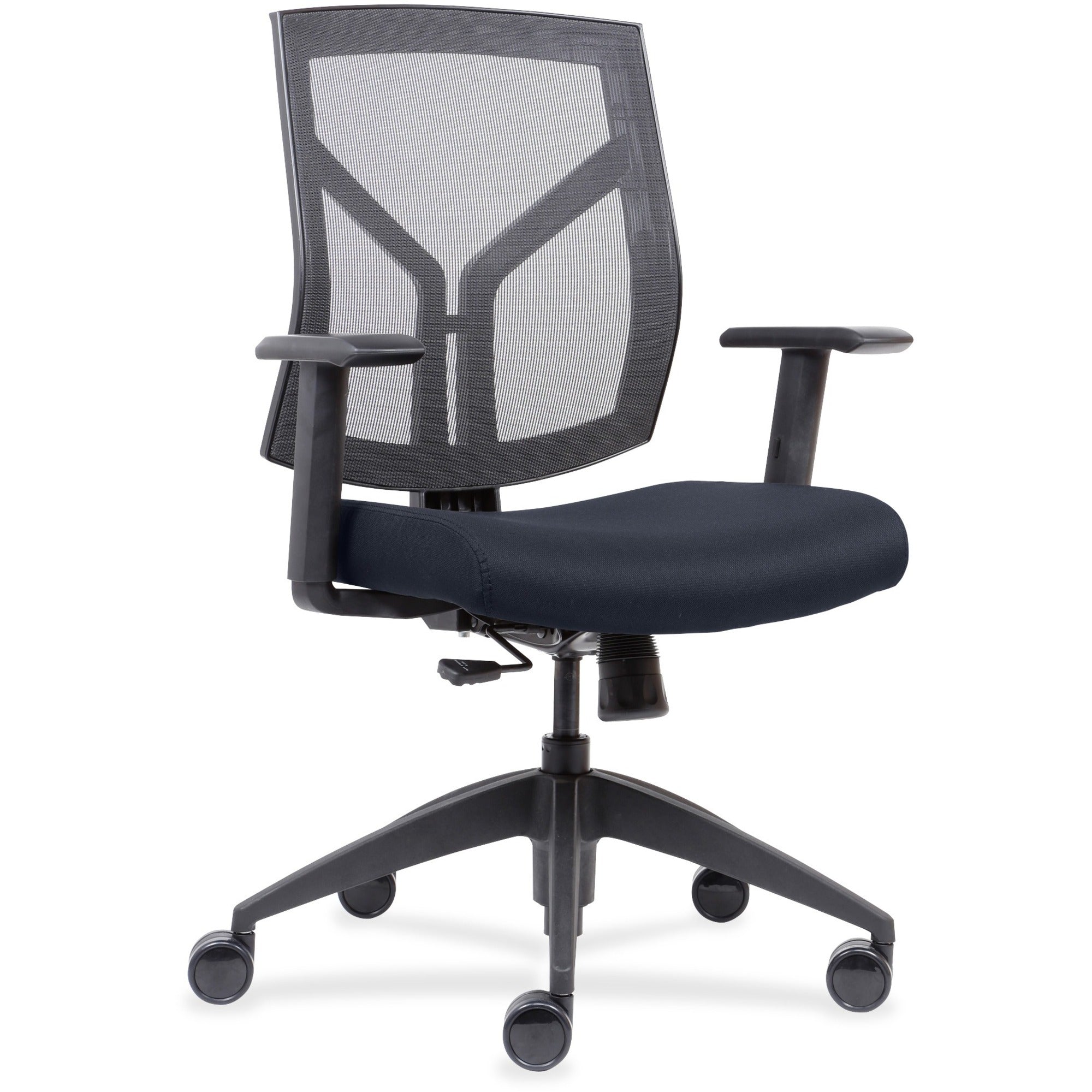 lorell-mesh-mid-back-office-chair-dark-blue-fabric-foam-seat-black-frame-mid-back-1-each_llr83111a204 - 1