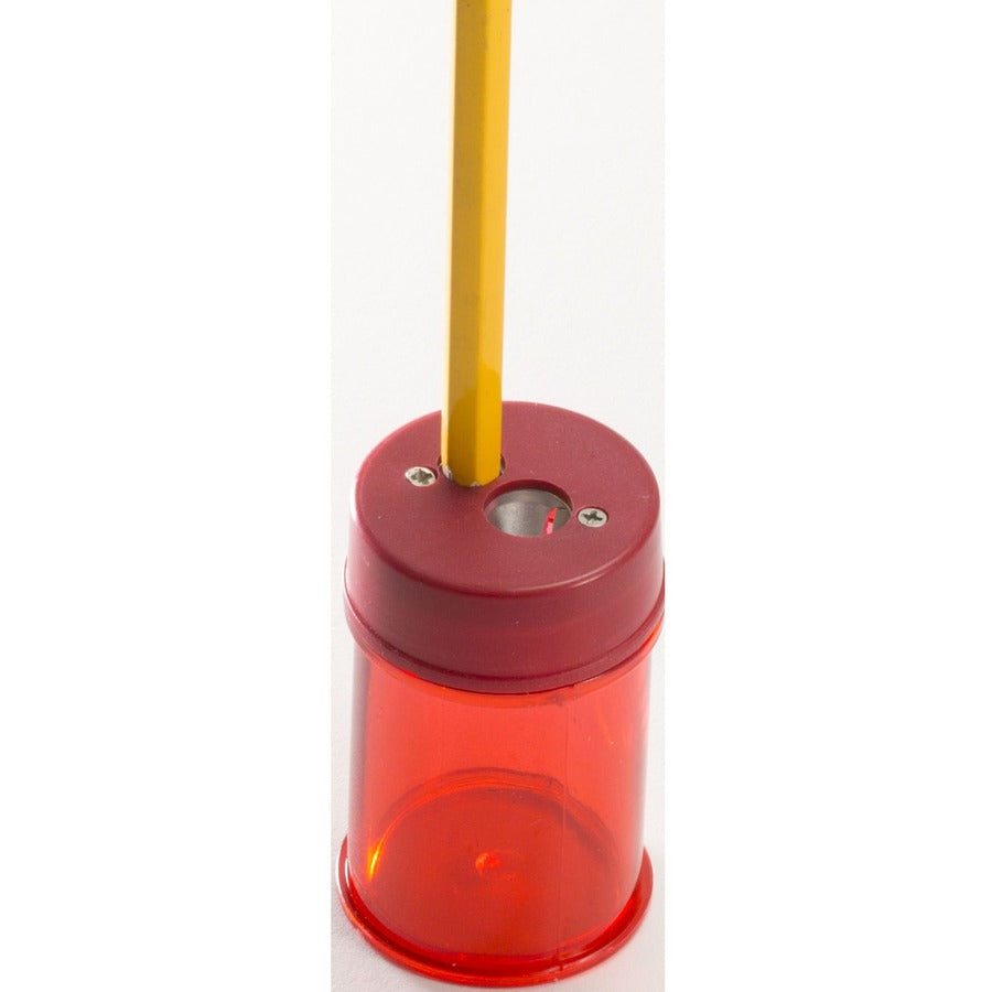 Officemate Double Barrel Pencil/Crayon Sharpener - 2 Hole(s) - 2.1" Height x 1.4" Width x 1.4" Depth - Translucent Red - 8 / Box