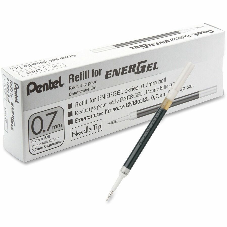 EnerGel Retractable Liquid Pen Refills - 0.70 mm, Medium Point - Black Ink - Smudge Proof, Smear Proof, Quick-drying Ink, Glob-free, Smooth Writing - 12 / Box
