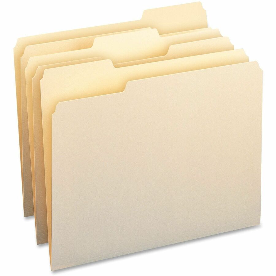 Smead 1/3 Tab Cut Letter Recycled Top Tab File Folder - 8 1/2" x 11" - 3/4" Expansion - Top Tab Location - Assorted Position Tab Position - Manila - 10% Recycled - 5 / Carton