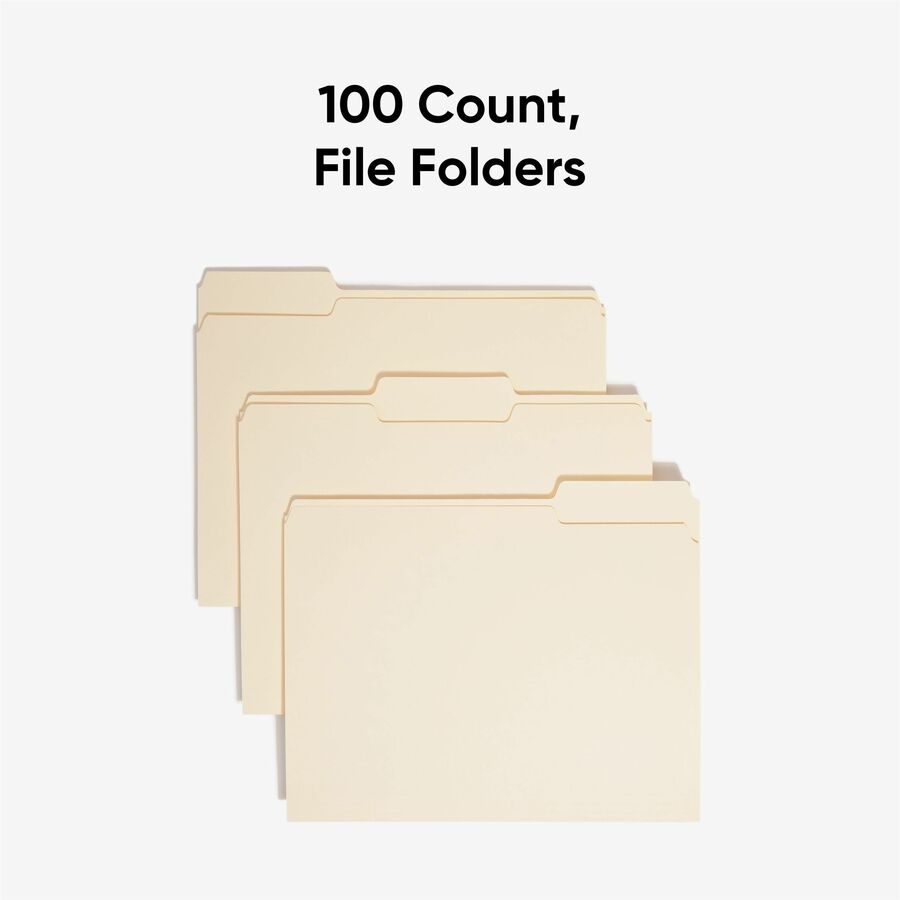 Smead 1/3 Tab Cut Letter Recycled Top Tab File Folder - 8 1/2" x 11" - 3/4" Expansion - Top Tab Location - Assorted Position Tab Position - Manila - 10% Recycled - 5 / Carton