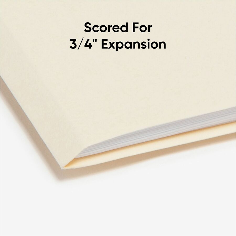 Smead 1/3 Tab Cut Letter Recycled Top Tab File Folder - 8 1/2" x 11" - 3/4" Expansion - Top Tab Location - Assorted Position Tab Position - Manila - 10% Recycled - 5 / Carton