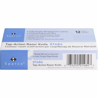 Sparco Tap Action Razor Knife - Stainless Steel Blade - Retractable, Reversible - 3" Length - 12 / Carton