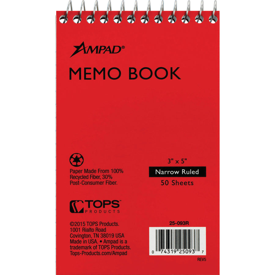 ampad-topbound-memo-notebooks-50-sheets-wire-bound-3-x-5-white-paper-assortedpressboard-cover-rigid-mediumweight-recycled-5-bundle_top25093bd - 3