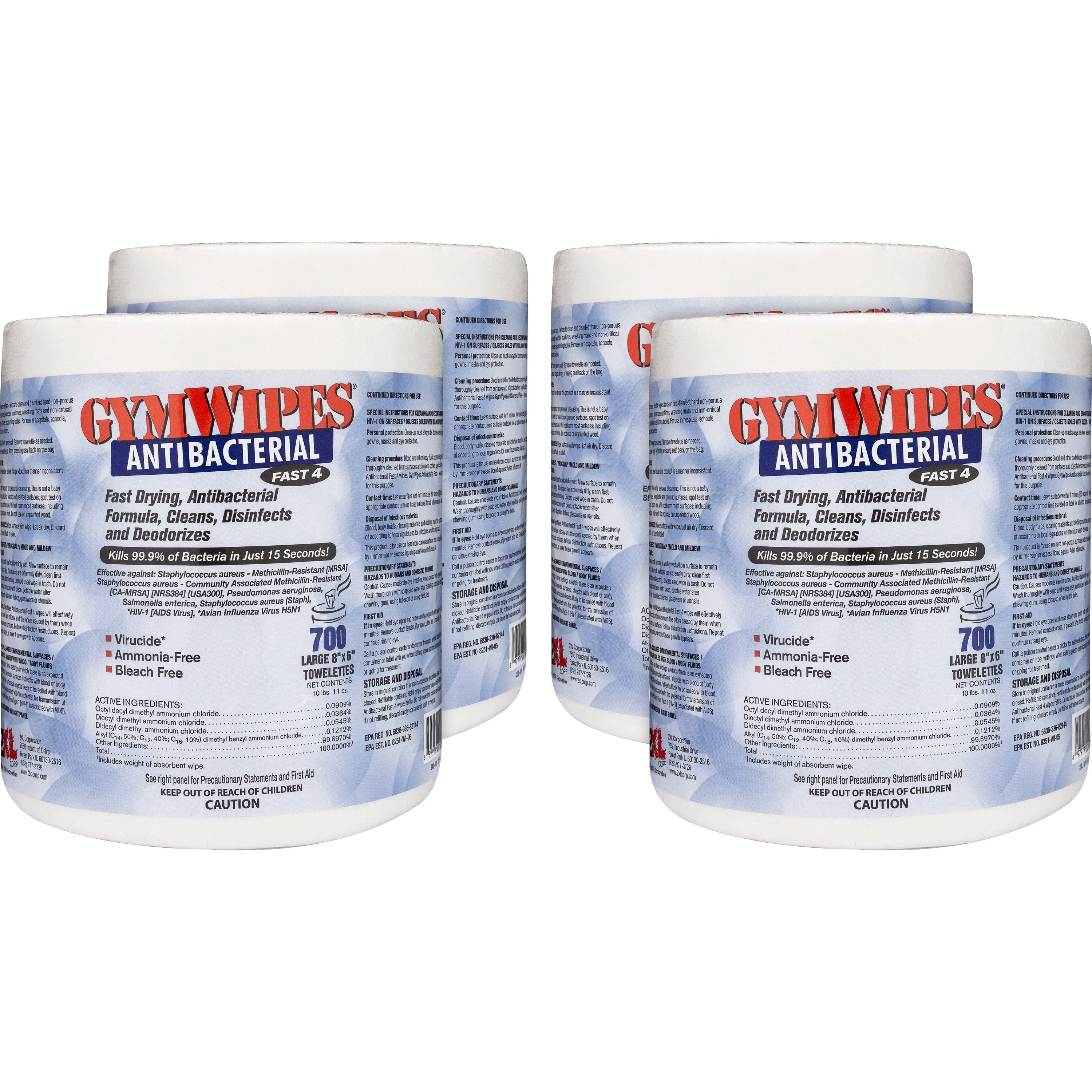 2xl-gymwipes-antibacterial-towelettes-bucket-refill-for-multi-surface-700-bag-4-carton-phenol-free-hygienic-anti-bacterial-disinfectant-disposable-bleach-free-alcohol-free-disposable-absorbent-white_txll101ct - 1