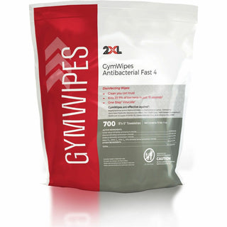 2XL GymWipes Antibacterial Towelettes Bucket Refill - For Multi Surface - 700 / Bag - 4 / Carton - Phenol-free, Hygienic, Anti-bacterial, Disinfectant, Disposable, Bleach-free, Alcohol-free, Disposable, Absorbent - White
