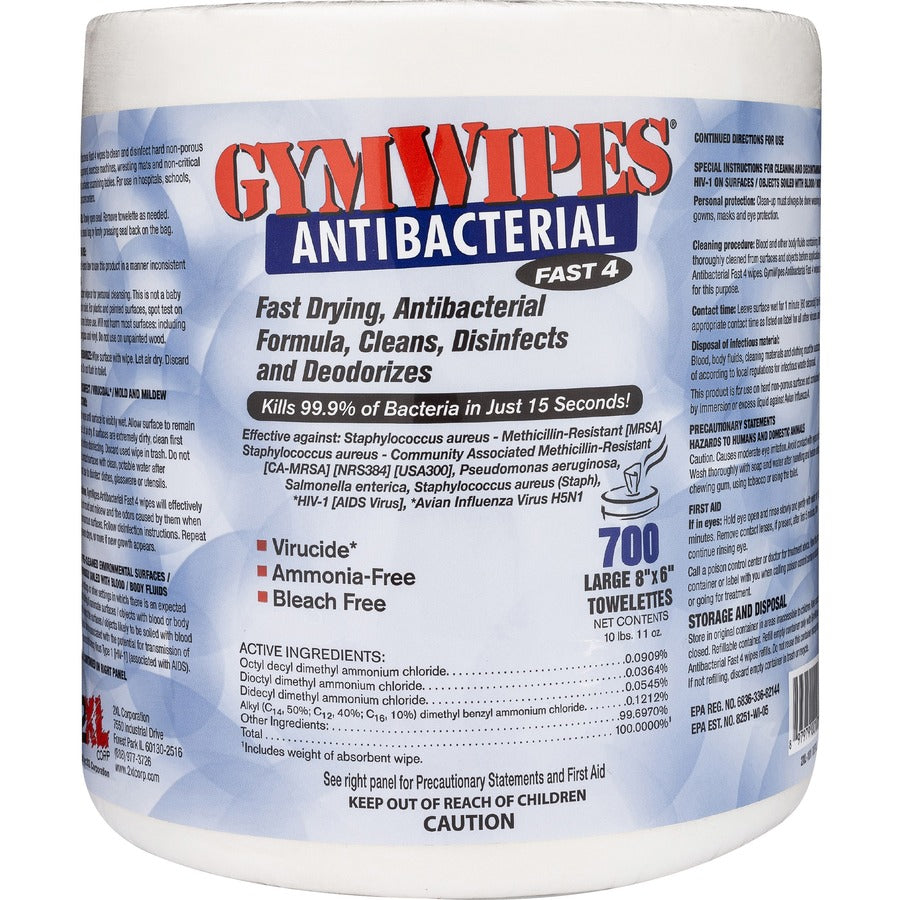 2xl-gymwipes-antibacterial-towelettes-bucket-refill-for-multi-surface-700-bag-4-carton-phenol-free-hygienic-anti-bacterial-disinfectant-disposable-bleach-free-alcohol-free-disposable-absorbent-white_txll101ct - 2