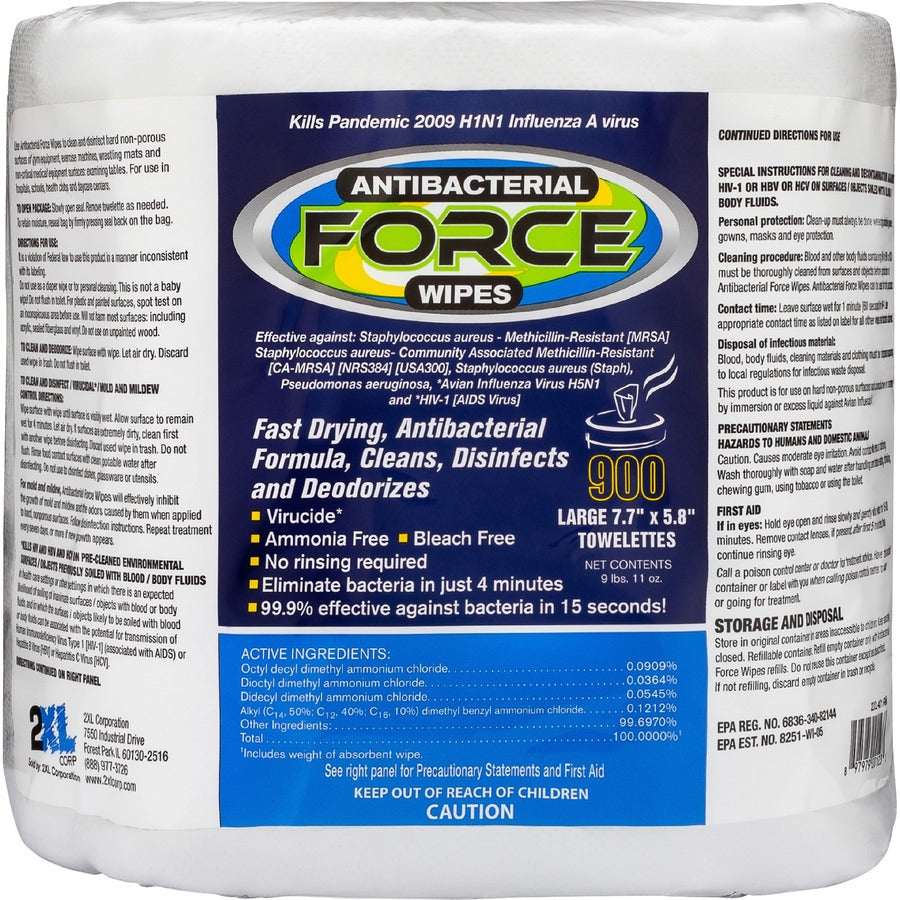 2xl-antibacterial-force-wipes-bucket-refill-900-bag-4-carton-non-irritating-soft-hygienic-durable-absorbent-anti-bacterial-disposable-disinfectant-non-irritating-absorbent-refillable-white_txll4014ct - 2